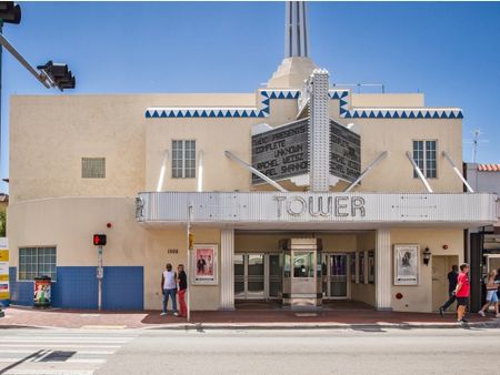 Photograph of the Tower theater near our apartments in Miami, featuring an art deco neighborhood facade.