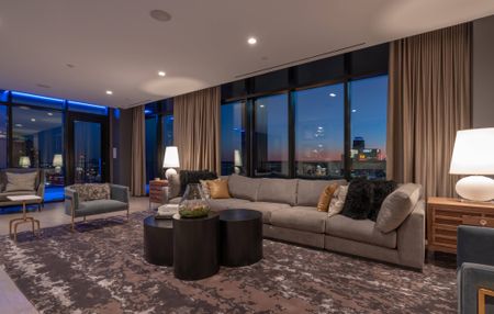 Resident lounge on 28th floor with spectacular city views