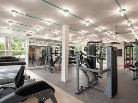 Fitness center at a luxury apartment in Pompano Beach.