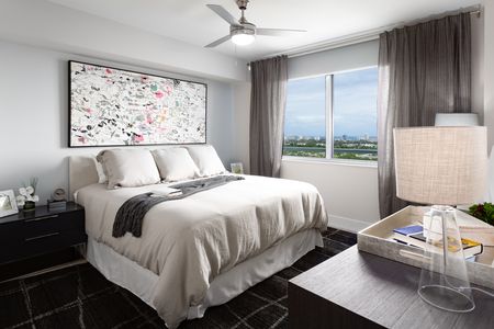 Bedroom in a downtown Fort Lauderdale apartment.