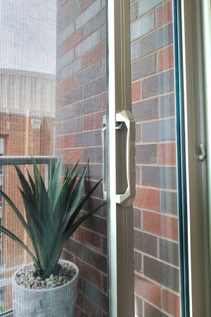 Balcony with sliding glass door