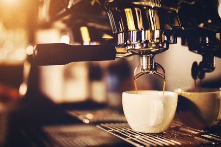 Coffee Espresso Machine making Espresso