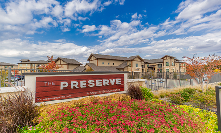 Exterior view of the the preserve, an apartment complex in Grapevine Texas.
