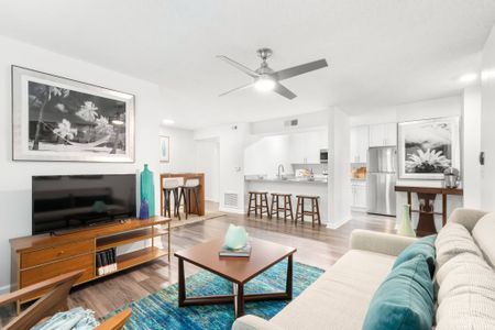 Spacious modern living room in an apartment complex in Clearwater, FL.
