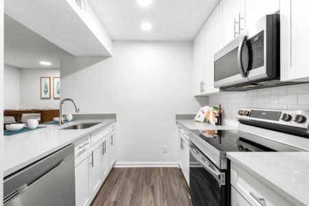 Galley kitchen in an apartment complex in Clearwater, FL.