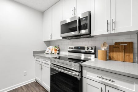 Renovated kitchen in an apartment complex in Clearwater, FL.