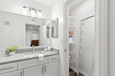 White vanity in an apartment near Dunedin, FL.
