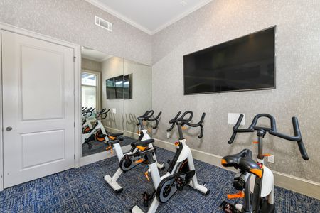 Cycling bikes in fitness center