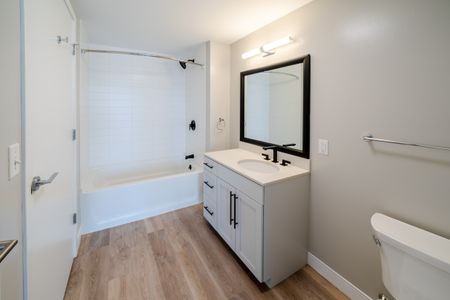 Newly updated bathroom with tub shower