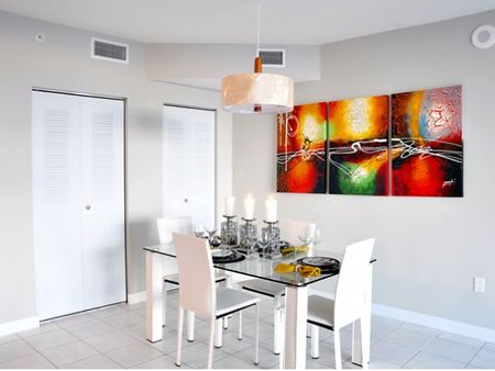 Brickell First Luxe City Rentals, interior, spacious dining room, glass table, white chairs, 2 closets,