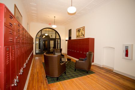 The Barrett school hallway featuring locker