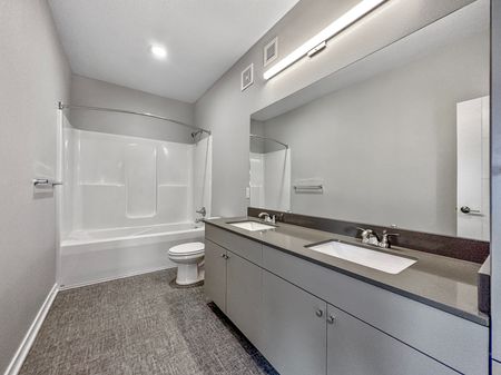 Dual Vanity in Primary Bathroom | Level | Apartments in Des Moines
