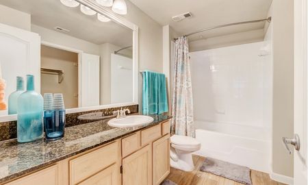 Bathroom | Riviera at West Village | Dallas Apartments