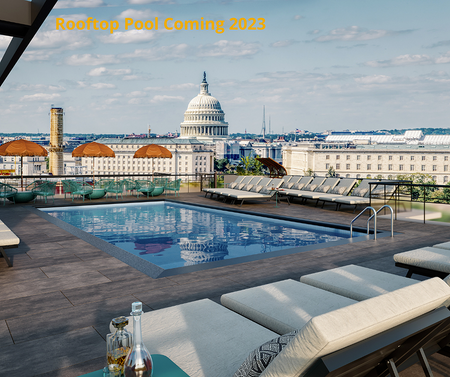 Photo-Realistic Rendering of Rooftop Pool Coming in 2023 | Meridian on First | Meridian on First Phase II | Luxury Washington DC Apartments | Navy Yard Apartments