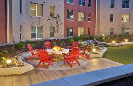 Image of the Fire Pit at Night | Ovation at Arrowbrook | Affordable Herndon VA Apartments