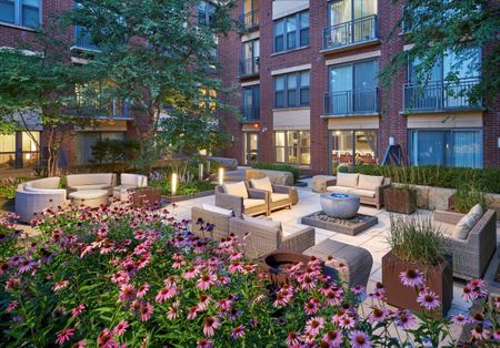 Image of the Courtyard With LED Fire Pit at Night | 360 H Street | H Street Apartments | Washington DC Apartments