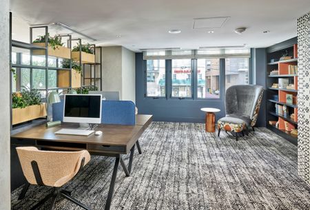 Working From Home is Easy With Additional Co-Working Spaces & a Print With Me Station Located on the Phase II Mezzanine Level | Meridian on First | Navy Yard Apartments | Washington DC Apartments