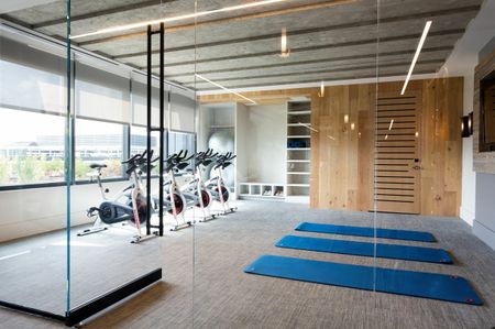 Workout With  Fitness on Demand or Enjoy One of the Complimentary Fitness Classes Held in the Yoga/Spin Studio Located in Phase I | Meridian on First | Navy Yard Apartments | Washington DC Apartments