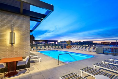 LED Lighting Switches Up The Nighttime Look Of The Rooftop Pool |Meridian on First | Navy Yard Apartments | Washington DC Apartments