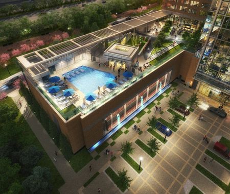 Rendering of the 3rd Floor Terrace With Swimming Pool, Outdoor Movie Screen & More |