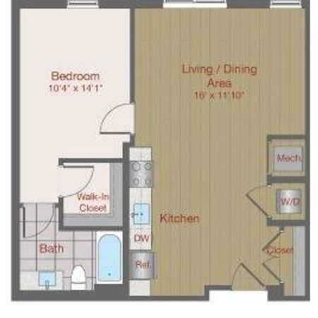 Image of 1C One Bedroom Floor Plan | Ovation at Arrowbrook | Herndon Affordable Apartments