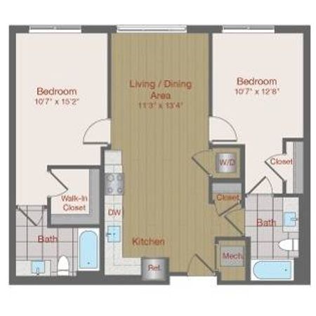 Image of 2D5 Two Bedroom Floor Plan | Ovation at Arrowbrook | Herndon Affordable Apartments