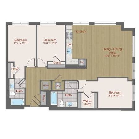 Image of 3F Three Bedroom Floor Plan | Ovation at Arrowbrook | Herndon Affordable Apartments