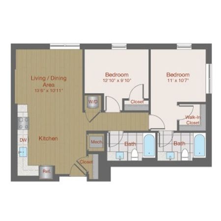 2Q Floor Plan | Ovation at Arrowbrook | Affordable Herndon VA Apartments | Affordable Fairfax VA Apartments
