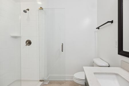 New shower stall in luxury bathroom at Lofts at Weston apartments
