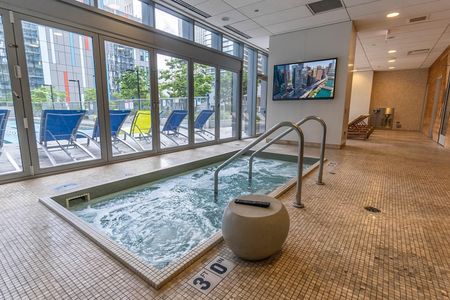 Spa lounge with hot tub and saunas