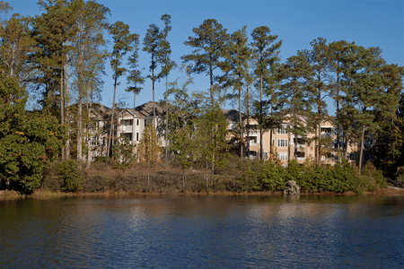 Apartment buildings and lake