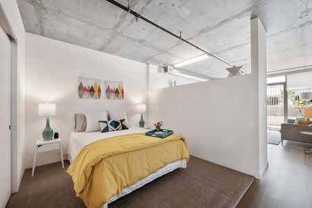 Model studio apartment sleeping area