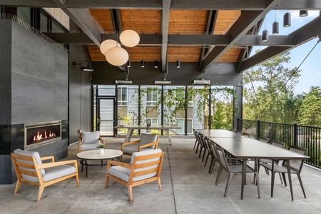 Outdoor Lounge with Fireplace | Edgewood Washington Apartments | 207 East