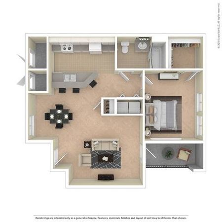 1 Bedroom Floor Plan | Apartments For Rent Colorado Springs | Willows at Printers Park
