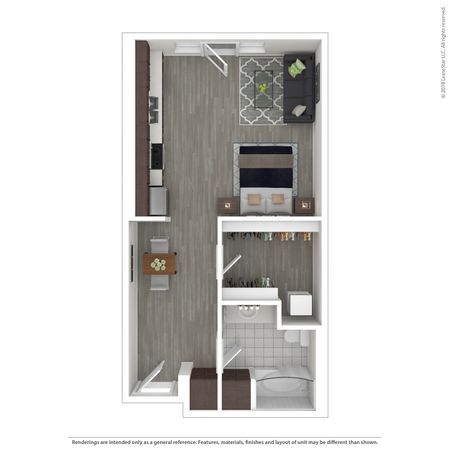 Studio Floor Plan | Apartments For Rent in Seattle, WA | Pratt Park Apartments