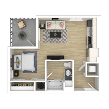 Studio Floor Plan | Apartments For Rent Everett WA | Helm