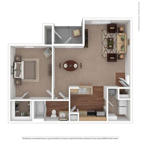 1 Bedroom Floor Plan | Apartments For Rent In Gallatin, TN | Stoneridge Farms at the Hunt Club Apartments