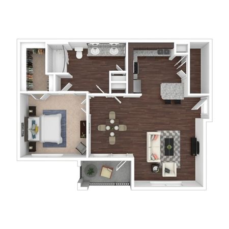 One Bedroom Floor Plan | Apartments in Kyle TX | Oaks of Kyle Apartments