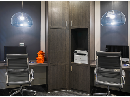 Business Center Room with Printer System and Two Computers