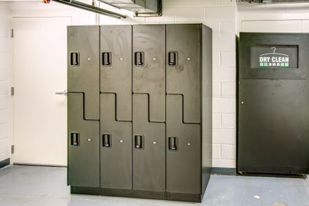Storage lockers and on-site dry cleaning