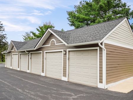 Exterior view of garages.