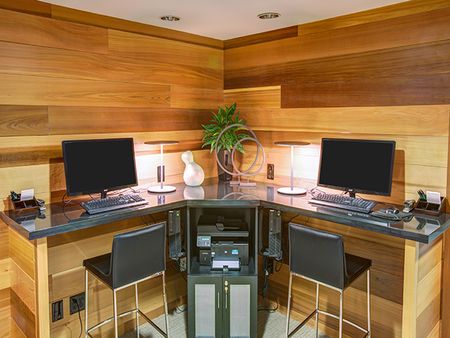 Business center and cyber lounge with wood panelling
