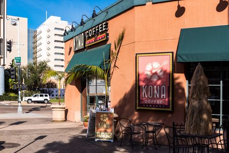 front entrance to kona coffee in hillcrest
