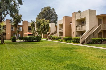 Green open courtyard with picnic area