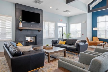 Clubhouse Sitting Area with Cozy Indoor Outdoor Fireplace