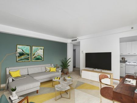 Living room and kitchen 100 Memorial Drive