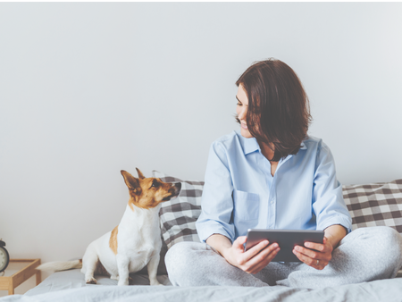 Girl with dog | Canton MA Apartments | Woodview at Randolph