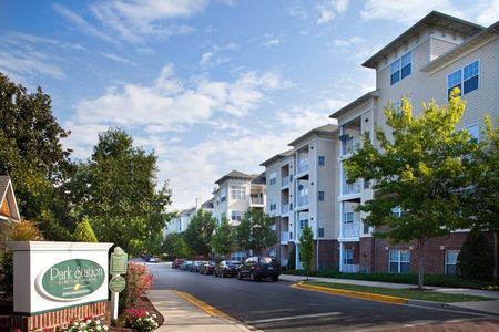 Street view with sign Luxury Apartments In Gaithersburg Maryland | Park Station