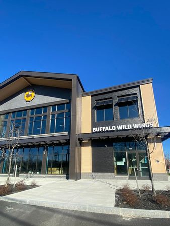 Retail area featuring Buffalo Wild Wings at West End Yards | Portsmouth Apartments