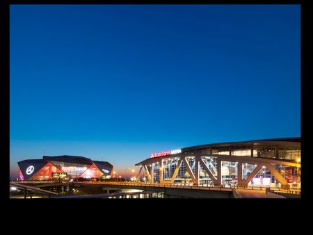 Mercedes-Benz Stadium State Farm Arena Centennial Yards Neighborhood in Downtown Atlanta